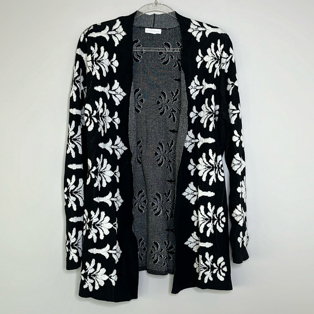Charter club black and white floral cardigan